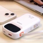 42000mah 22.5W Dosen Portable Powerbank Fast Charging with Three Wires - White - Image 2
