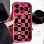 Pink Lucky & Happy Checkerboard Phone Case