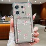 Black Clear Cute Pink Heart Bow Phone Case