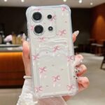 White Clear Cute Pink Heart Bow Phone Case