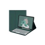 Green Built-in Pen Slot Round Keyboard Key Leather Case Bluetooth Keyboard & Mouse